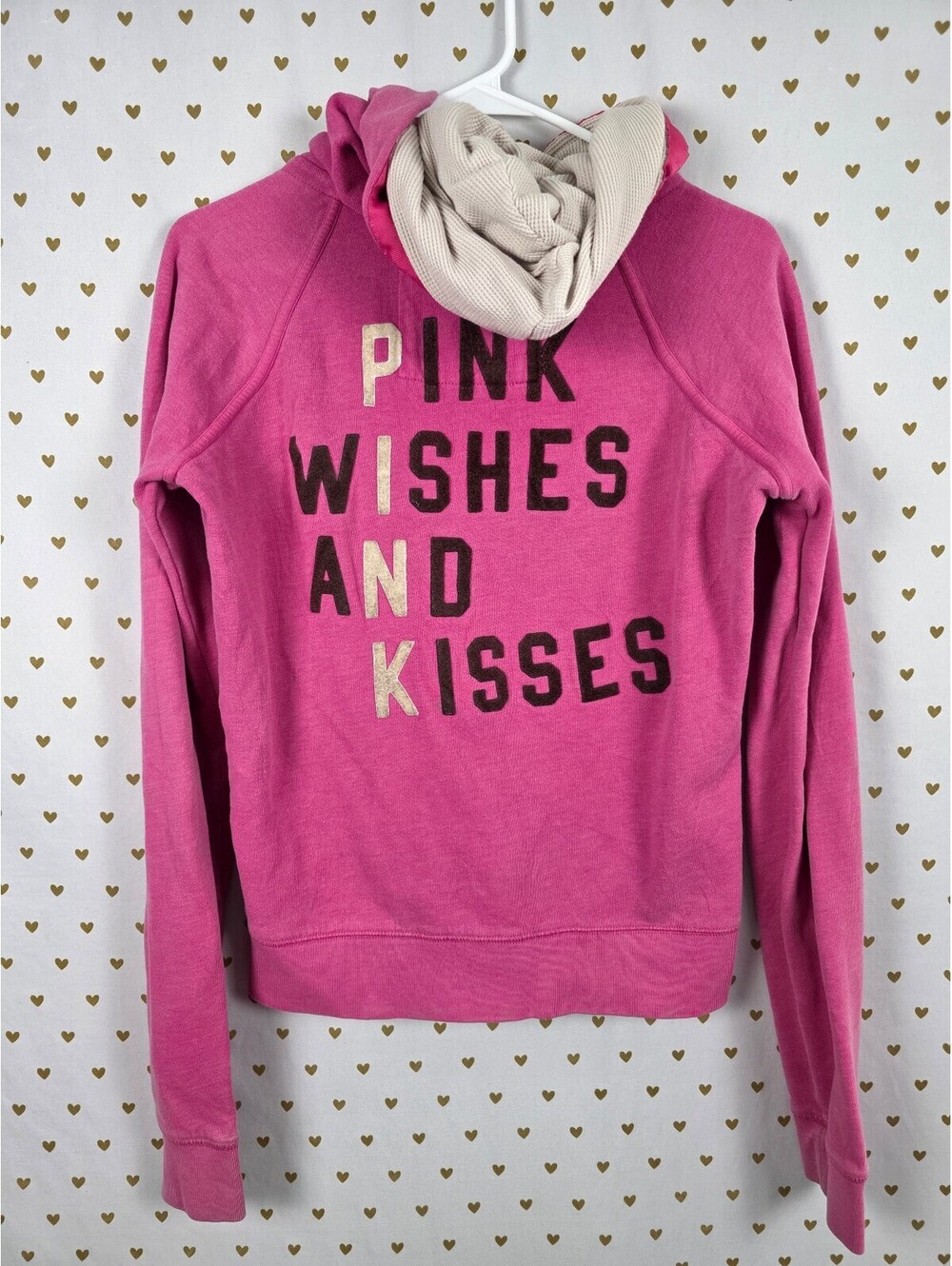 Vintage 2008 Victoria's Secret PINK Wishes Kisses 86 Zip Hoodie M Y2K